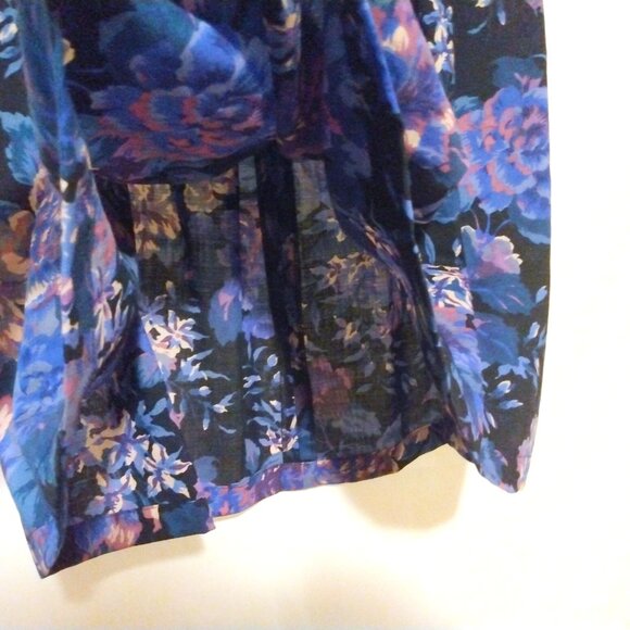 Vintage Liberty Wool Floral Skirt L/XL Cottagecore Dark Academia Made in England - Picture 3 of 8